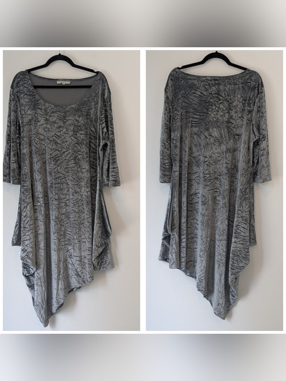 Bryn Walker Asymmetrical Velour Midi Dress Size M Witchy Whimsygoth Lagenlook